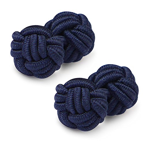 Honey Bear Boutons de manchette de noeud de soie de tissu des hommes/Femme chemise/robe,rond pour le cadeau de mariage affaires (Bleu marin)