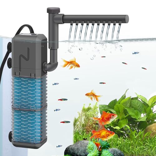 Filtre pour Aquarium,Pompe Réglable Aquarium 800L/H,Filtre Interne Silencieux Aquarium 9W,Filtre Aquarium avec Barre de Pulvérisation,Peut être Utilisé pour les Petits Aquarium de Moins de 250L
