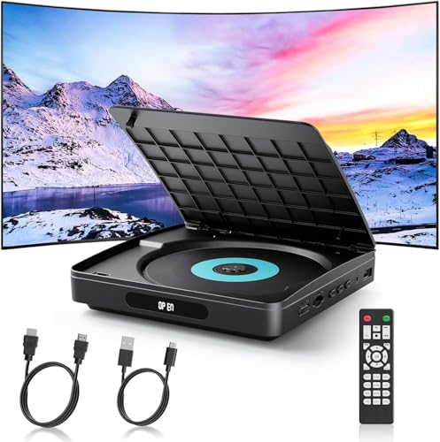 WOLFANG Lecteur DVD pour TV avec HDMI, Full HD 1080P sans Région, télécommande et Câble Type-C, Lecteur CD pour Chaîne Stéréo, Port USB 2.0 (Pas Blu-Ray)