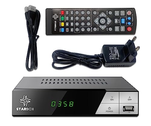 Décodeur TNT HD Star Box - DVB-T2 DVB-C Réception de qualité, chaînes gratuites H.265,Full HD 1080p Terrestre USB, HDMI, péritel, télécommande Universelle 2 en 1