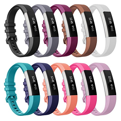 SnowCinda Bracelet pour Fitbit Alta et Fitbit Alta HR,Bracelet Réglable de Remplacment en Silicone Fitbit Band avec Boucle Métal en Acier Inoxydable 10PCS S