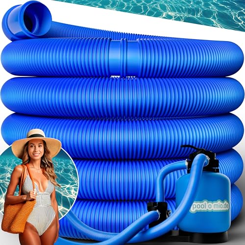 poolomio tuyau de piscine Ø38 mm / 6 m pour pompe de filtration, tuyaux flexible de qualité, résistant aux rayons UV et au chlore, made in Europe, bleu