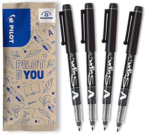 PILOT - 4 V-Sign Pen - Feutre d'écriture à Encre Liquide pour un Tracé Fluide - Séchage instantané - Noir - Pointe Moyenne