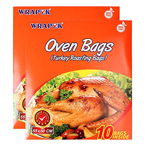 WRAPOK Lot de 20 grands sacs à rôtir de dinde pour la viande, la volaille, le poisson, les fruits de mer, les légumes – 20 sacs (55 x 60 cm)