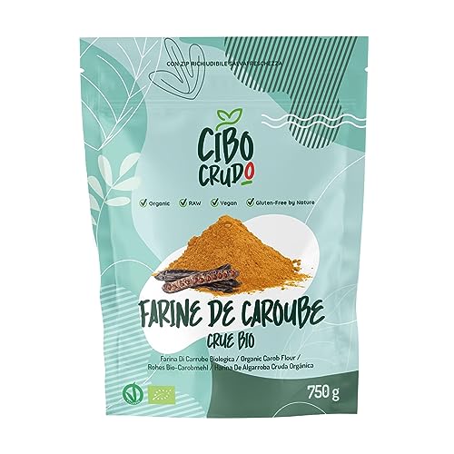 Poudre de Caroube Bio - 750g. Farine de Caroube Alimentaire Sans Sluten pour Glaces. Poudre de Farine de Oulpe de Caroube. Raw Organic Carob Powder.