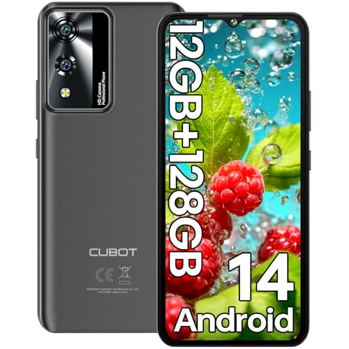 CUBOT A10 Smartphone Pas Cher Android 14-12Go(4+8)+128Go/1To Telephone Portable Pas Cher, 6.56' HD+/90Hz, 48MP+16MP Smartphone Débloqué, 5100mAh Telephone, 4G Dual SIM/Face ID/GPS/OTG (Noir)