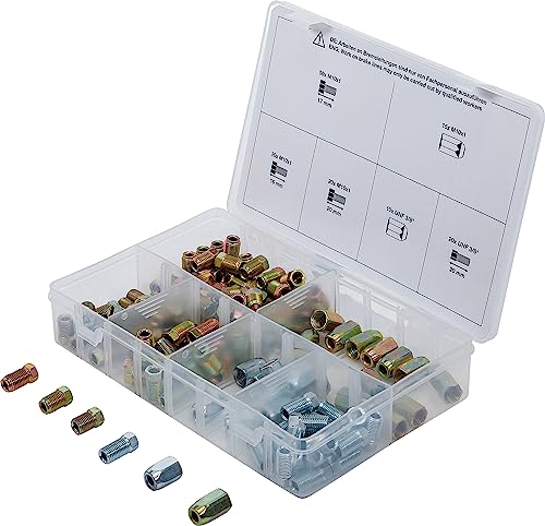 BGS 70341 | Assortiment d’écrous-raccord et de vis pour raccords filetés de conduites de freins | 135 pièces
