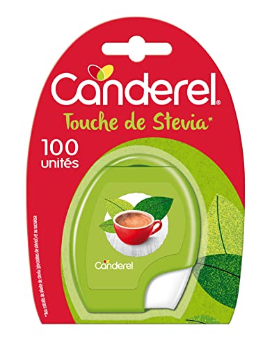 Canderel - Touche de Stevia - Comprimés Distributeur - Faible teneur en calories - Édulcorant à base de Stévia |100 Comprimés (L'emballage peut varier)