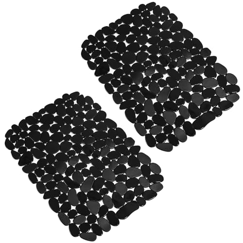 LEAZZLE Tapis Evier Cuisine, Lot de 2 Tapis de Protege Evier Cuisine en PVC, 40x30cm Tapis Evier, Tapis D'évier en Forme de Galets pour Le Fond de L'évier de Cuisine