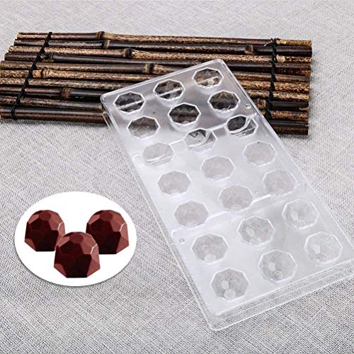 Moule Polycarbonate 21 Compartiments 3D - 14,5x28 Cm, Transparent, Pour Chocolats, Bonbons, Pâtisserie