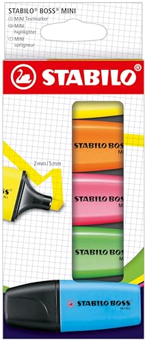 STABILO BOSS MINI - Mini surligneur fluo - Etui carton x 5 surligneurs fluo - coloris assortis