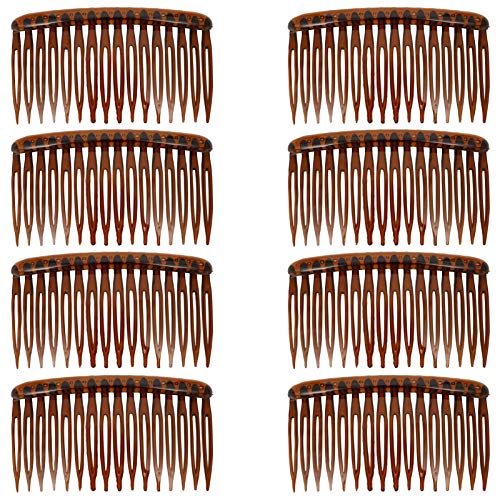 SUSSURRO 8 Pcs Peigne à Cheveux Décoratifs en Plastique 16 Dents Peignes Chignon Latéraux Créatifs Accessoires Marron Foncé pour Cheveux Épais et Fin à Maman Femme, 8.5 x 4.8 cm