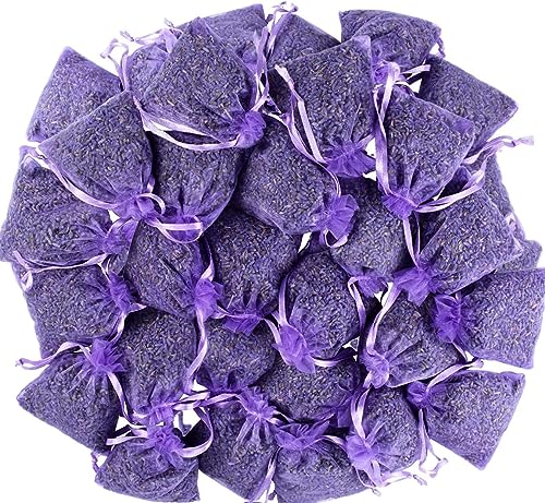 LEIKAIHUA remplis de Lavande 100% Naturelle (25Pièces),Anti-Insectes et Anti-Mites pour vêtements, tiroirs, armoires, Chaussures, Voyages, Dormir, Voitures