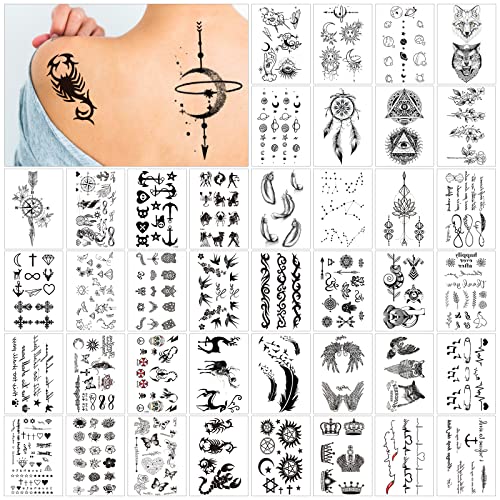 40 Feuilles Tatouage Ephemere Autocollants, Faux Tatouage Imperméables, Tattoo Temporaire pour Enfants Adultes Hommes et Femmes