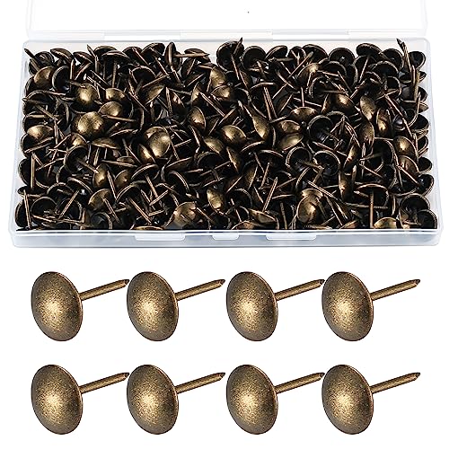 320 Punaises de Tapisserie, épingles de Clous d'ameublement, Punaises de Meubles Décoratifs Antiques, Goujons de Panneau de Poussée pour Chaises, Image, Tapis, Dessin - 11x17 MM (Bronze)