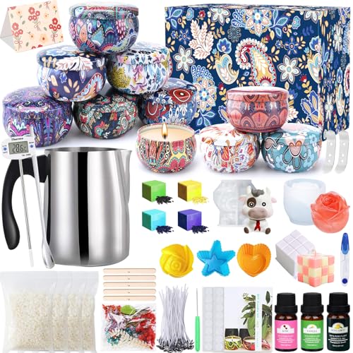 UCAMP Kit de Fabrication de Bougies Parfumées Bricolage,Diy Bougies,Kit Bougie A Faire Soi Meme Adulte,Kit Fabrication Bougie Débutants avec 10 Pot Vide,Ensemble de Bougies à Faire Soi