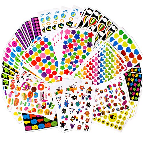 5000+ Gommettes Enfant Autocollants Stickers Colorés pour Scrapbooking DIY Cadeau d'anniversaire Fête des Enfants Récompenses